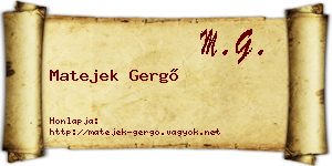 Matejek Gergő névjegykártya